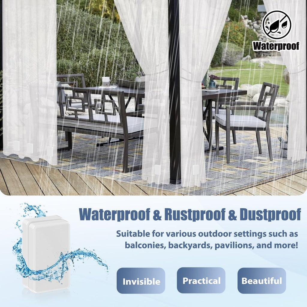 16pcs Outdoor Curtain Weights, Upgraded Heavier-Duty Waterproof Curtain Magnets Weights Outdoor, for Home Patio Drapery, Shower, Flags, Tablecloth to Stop Heavy Wind (White, 8pairs)