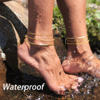 DEARMAY 14K Gold Plated Anklets for Women