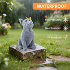 CIYSHO Dog Statue with Solar Butterfly, Cute French Bulldog Garden Statue