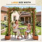 VINGLI Wooden Garden Arbor with Planter, Wedding Arch for Ceremony, Wood Garden Arbour Trellis for Plant Climbing, Pergola for Garden Backyard, Lawn, Outdoor (Golden Brown)
