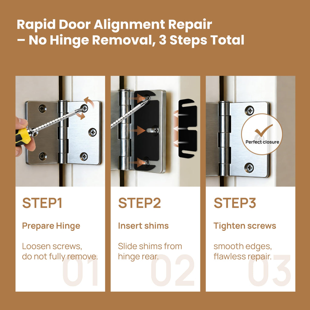 36pcs Door Hinge Shims 4 inch,Black Hinge Spacers,Thickness Adjustable Spacer for Doors, Adjusting The Spacing to Align,Can Be Trimmed (36, L4in/T0.05in)