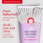 First Aid Beauty - KP Bump Eraser Body Scrub with 10% AHA, Keratosis Pilaris Skin Exfoliater with Glycolic and Lactic acids, Helps Reduce Chicken Skin Bumps, Safe for Sensitive Skin, 8 oz + Bonus, 2ct