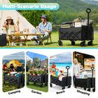 280LBS Collapsible Wagon Cart Foldable Lightweight Grocery Cart with Wheel