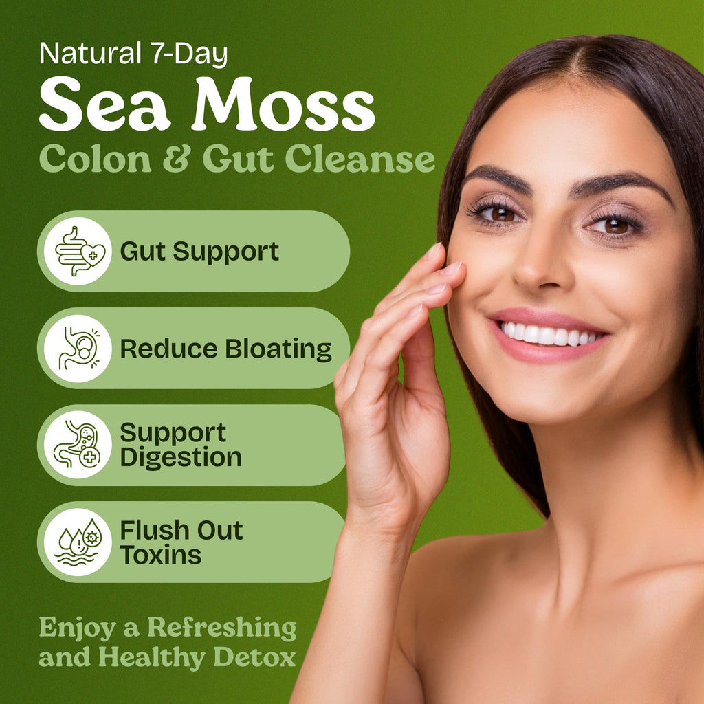 Atlantic Naturals Sea Moss 7-Colon Cleanse Powder | Formulated with Psyllium Husk, Fiber, & Senna Powder | Supports Immune & Gut Health for Women & Men, Pineapple Flavor Drink Mix, 14 oz