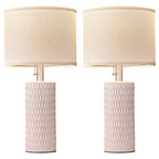 Reaketon Table Lamps for Living Room Set of 2, Ceramic Table Lamps for Bedroom, 20" Modern Lamps for Night Stands, Pink