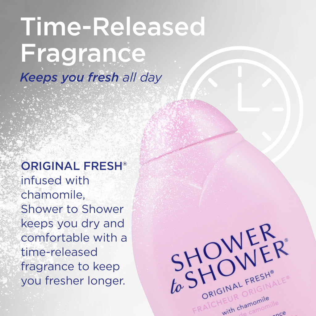 Shower to Shower Original Fresh Body Powder with Chamomile for Men & Women, Talc Free, Sweat Absorbing, Prevents Chafing & Odor, 8 OZ (3 Pack)