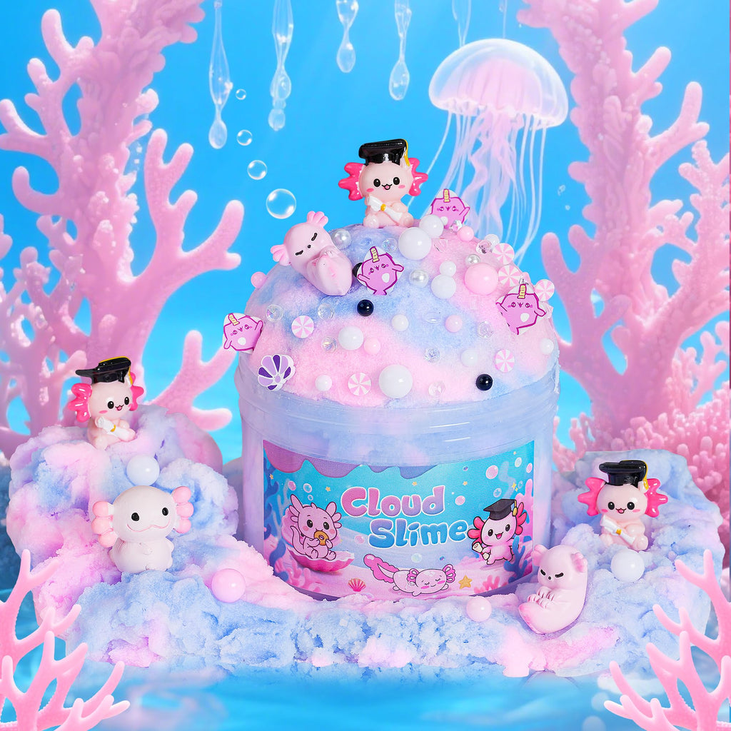 Axolotl Cloud Slime Kit 2 Pack, Sensory Toys Squishy Birthday Gift for Kids