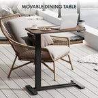 FLEXISPOT H7 Adjustable Overbed Bedside Table with Wheels Pneumatic Mobile Standing Desk Laptop Desk Rolling Computer Cart Movable Table Hospital Home Use(27.6" W x 15.7" D, Mahogany Table)