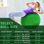 Fitvids Anti-Burst Slip Resistant Exercise Ball - 2,000-Pound Capacity, Green, 22-inch