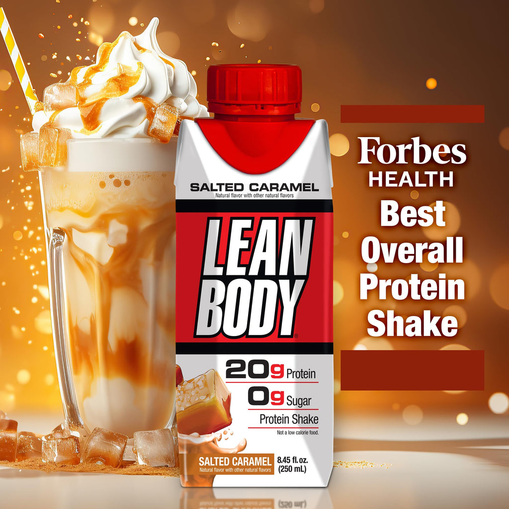 Lean Body Ready-to-Drink Salted Caramel Protein Shake, 40g Protein, Whey Blend, 0 Sugar, Gluten Free, 22 Vitamins & Minerals, 17 Fl Oz (Pack of 12)