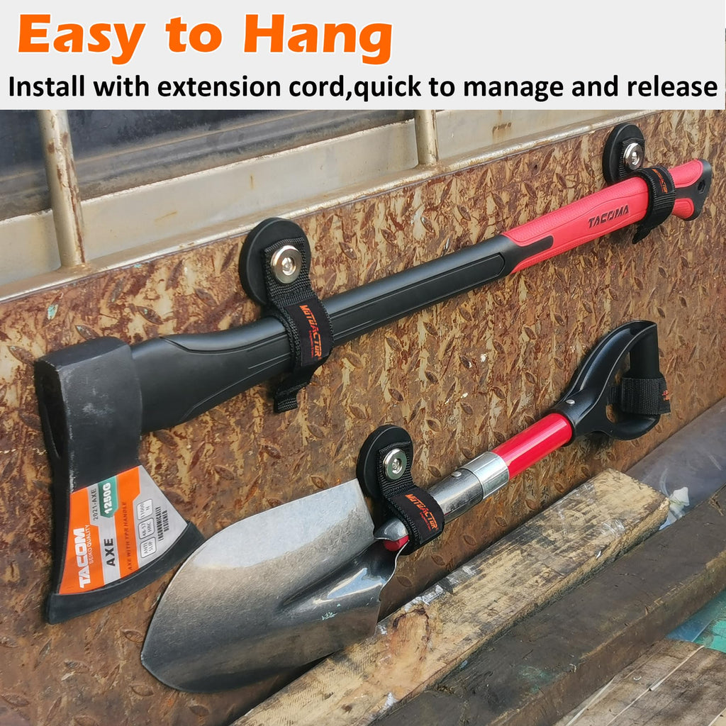 MUTUACTOR 2packs Magnetic Hooks Heavy Duty,Strong Magnet Garage Hook Large Capability for Hanging Cables Rubber Coating Mounting Magnet Storage Hooks for Garden Hoses Ropes Cordless Drills Tools Box