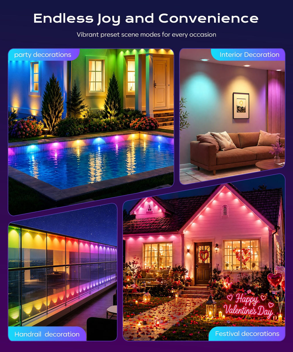 Ecoeve Permanent Outdoor Lights for House, 199ft Christmas RGB+IC Lights