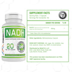 MAAC10 NADH Supplement 20mg Each 60 Capsules for Energy, Fatigue, Mental Focus & NAD+ Longevity Support | Pharmaceutical Grade 99% Pure NADH