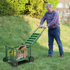 Garden Cart with Seat,3-in-1 Rolling Seat with Wheels for Seniors Gardening