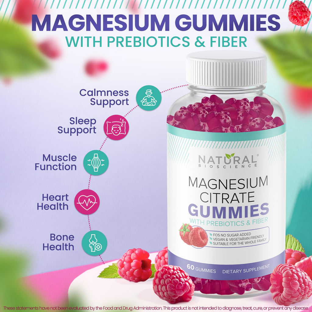 Sugar Free Magnesium Gummies - Calming Anti-Stress Gummies, Magnesium Supplement to Support Stress Relief, Sleep, Heart Health, Nerves, Muscles & Bones, 100 mg, Kids, Adults, Vegan, High Absorption