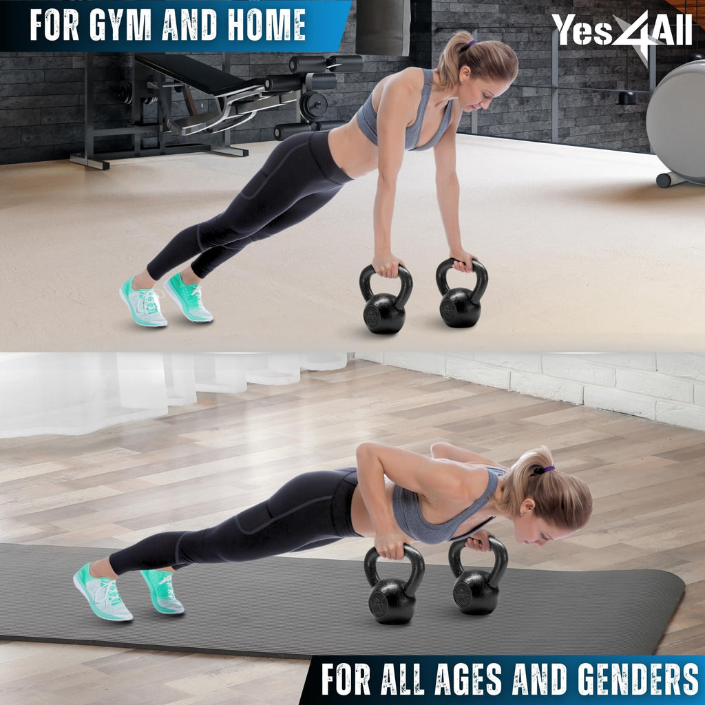 Yes4All Solid Cast Iron Kettlebell Weights Set ��� Great for Full Body Workout and Strength Training ��� Kettlebell 10 lbs (Black)