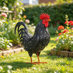 Ratuor Rooster Garden Statue Sculpture Metal Chicken Yard Decor Outdoor Figurines Patio Backyard Decoration (Black)