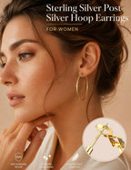 FUNRUN JEWELRY 5 Pairs 925 Sterling Silver Hoop Post Earrings for Women-Small 14K Gold Silver Hoops Earrings,Hypoallergenic Silver Hoop Earring for Women-Medium Big Hoops Stack Earring 10/14/20/30/40mm