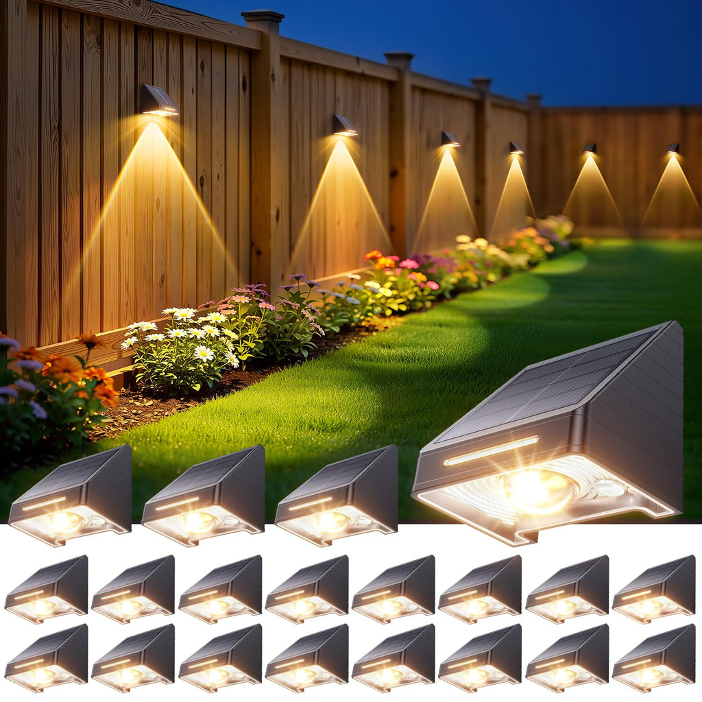KOOPER Solar Fence Lights Outdoor Waterproof 20 Pack, Solar Fence Lights with Ultra-Bright LED Lens, 10 Modes & 9 Colors Outdoor Solar Lights for Fence, Backyard, Railing, Patio, Wall, Step, Deck
