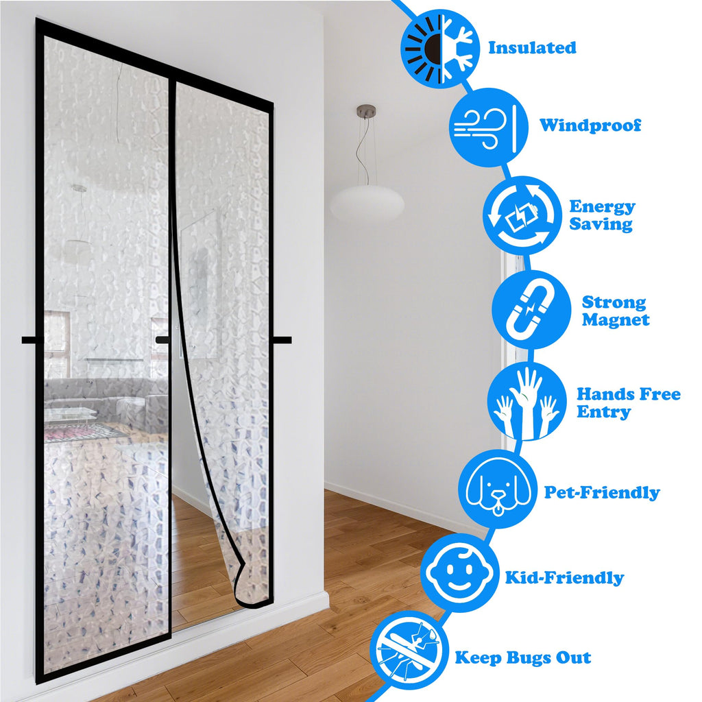 RELIANCER Magnetic Thermal Insulated Door Curtain,Waterproof EVA Door Cover,Fit Doors Size Up to 38"x82",Temperature Protection Insulated Doorway Curtain Partition,Patio Self-Closing Doors Net Screen