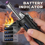 Lafagiet Electric Lighter, USB C Rechargeable, with LED Battery Display, Flashlight, 360° Flexible extendable Arc Lighters for Candle, Camping, Outdoor Adventure