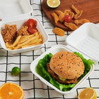 ECOLipak 200 Pack Clamshell Take Out Food Containers, 100% Compostable Disposable To Go Containers，6 * 6 inch To Go Boxes for Salad, Cake,Sandwiches