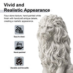 Glitzhome Guardian Sitting Lion Garden Statue MGO Outdoor Decoration, 20.75" H, White