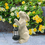 REYISO Garden Statues Rabbit with Solar Lights- Bunny Figurine Outdoor Rabbit Fall Decor for Home Lawn,Balcony-Yard Art Garden&Patio Whimsical Decor,Unique Housewarming&Birthday Gifts for Women Mom