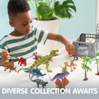 JOYIN Dinosaur Toys with Activity Play Mat & Storage Cage, 19 PCS Realistic Dinosaur Figures & Trees for Toddlers Kids Ages 3-5, Ideal for Boys and Girls Gift