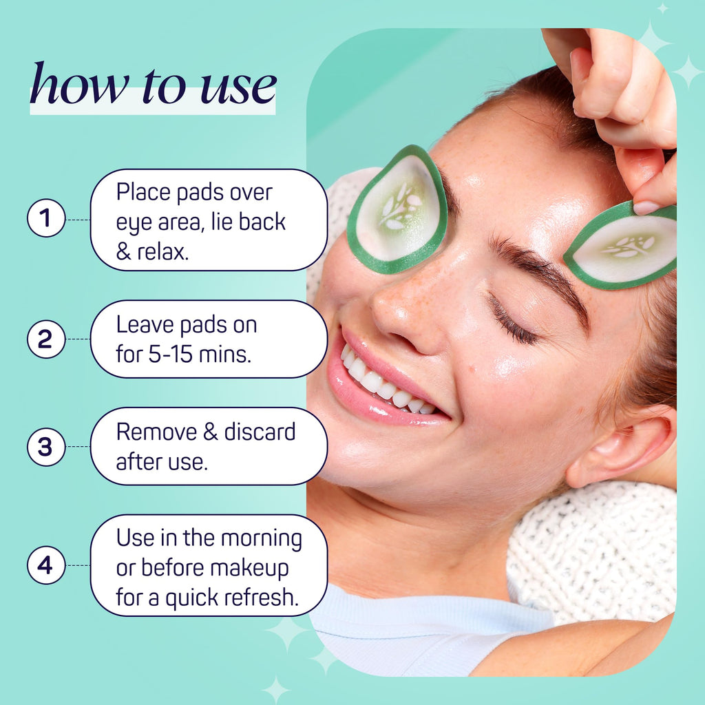 SpaLife Cooling Cucumber Eye Pads | Korean Dark Circles & Puffy Eyes Treatment | Nourishing Cucumber Eye Pads | Eye Mask for Puffy Eyes Daily Depuffing Eye Patches | 48 Count