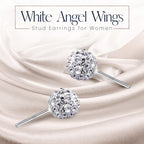 Crystalline Azuria 925 Sterling Silver Earrings White Crystals Round Disco Ball Stud Earrings 8 mm for Women
