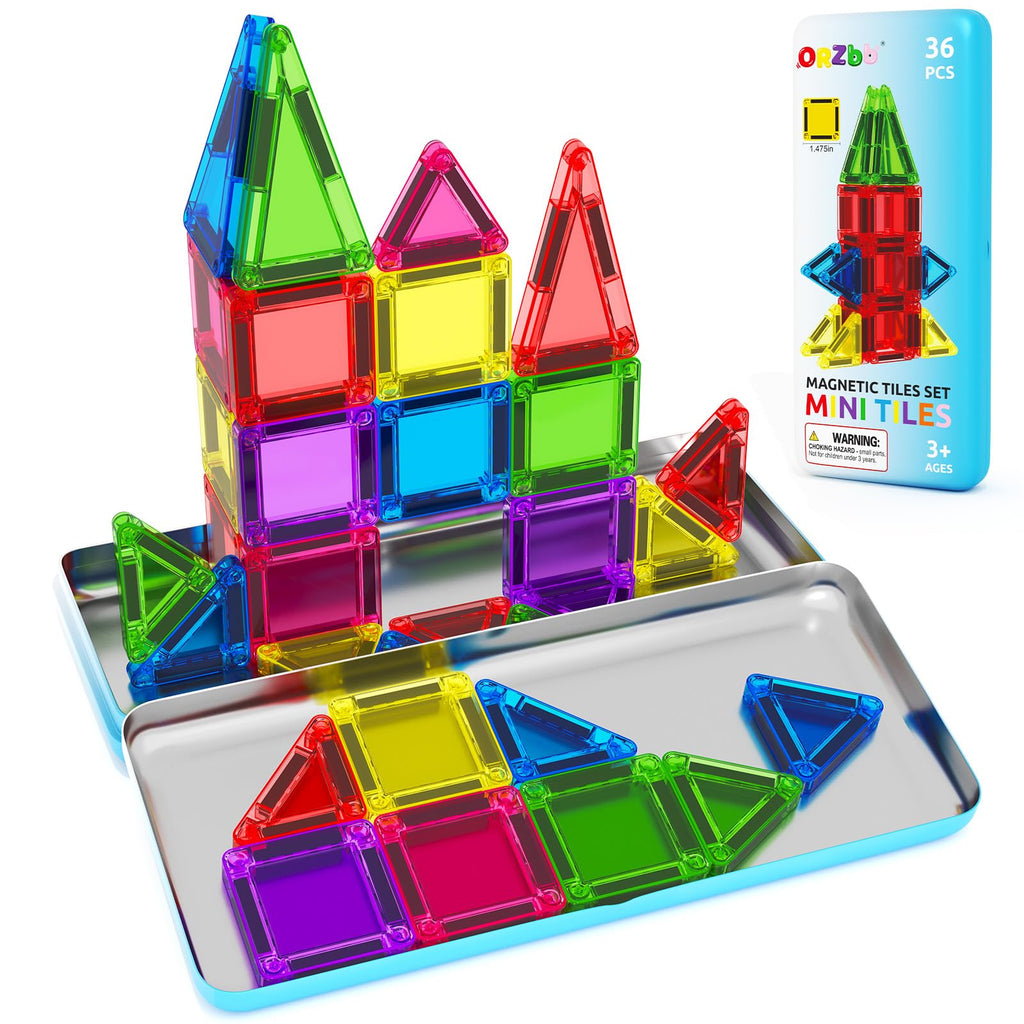 Magnetic Tiles Mini Travel Toddler Set, Magnetic Blocks Building Kids Toys & Games, Montessori Preschool Classroom Must Haves Educational Learning Sensory Toys for 3+ Year Old Boys Girls Birthday Gift
