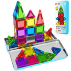 Magnetic Tiles Mini Travel Toddler Set, Magnetic Blocks Building Kids Toys & Games, Montessori Preschool Classroom Must Haves Educational Learning Sensory Toys for 3+ Year Old Boys Girls Birthday Gift
