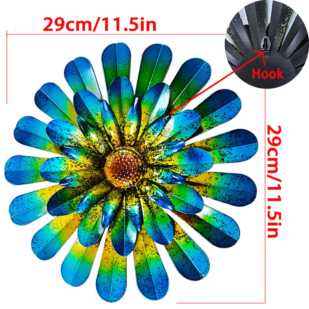 2 Pack Metal Flower Wall Decor, Hand-Painted Farmhouse Hanging Wall Art