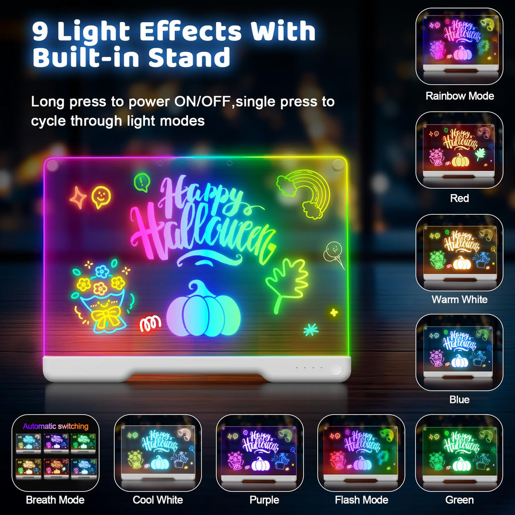 Geokay 16" Rechargeable LED Drawing Board with 9-Color Light Effects