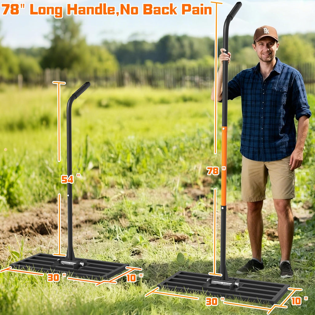 COZEER 30" x 10" Leveling Rake,Leveler Tool with 78" Adjustable Handle
