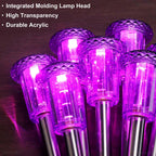 DenicMic Solar Lights Outdoor 10 Pack Waterproof Purple LED Stainless Steel Stake Outside Lights for Yard Pathway Garden Driveway Walkway Landscape Path Lighting Halloween Decorations Outdoor