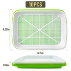 warmfarm Pack 10 of Seed Sprouter Tray with Drain Holes,Seed Germination Trays Kit BPA Free Nursery Tray,Soil-Free Wheatgrass Tray Sprouter Microgreens Growing Kit (Green-10 Pack)