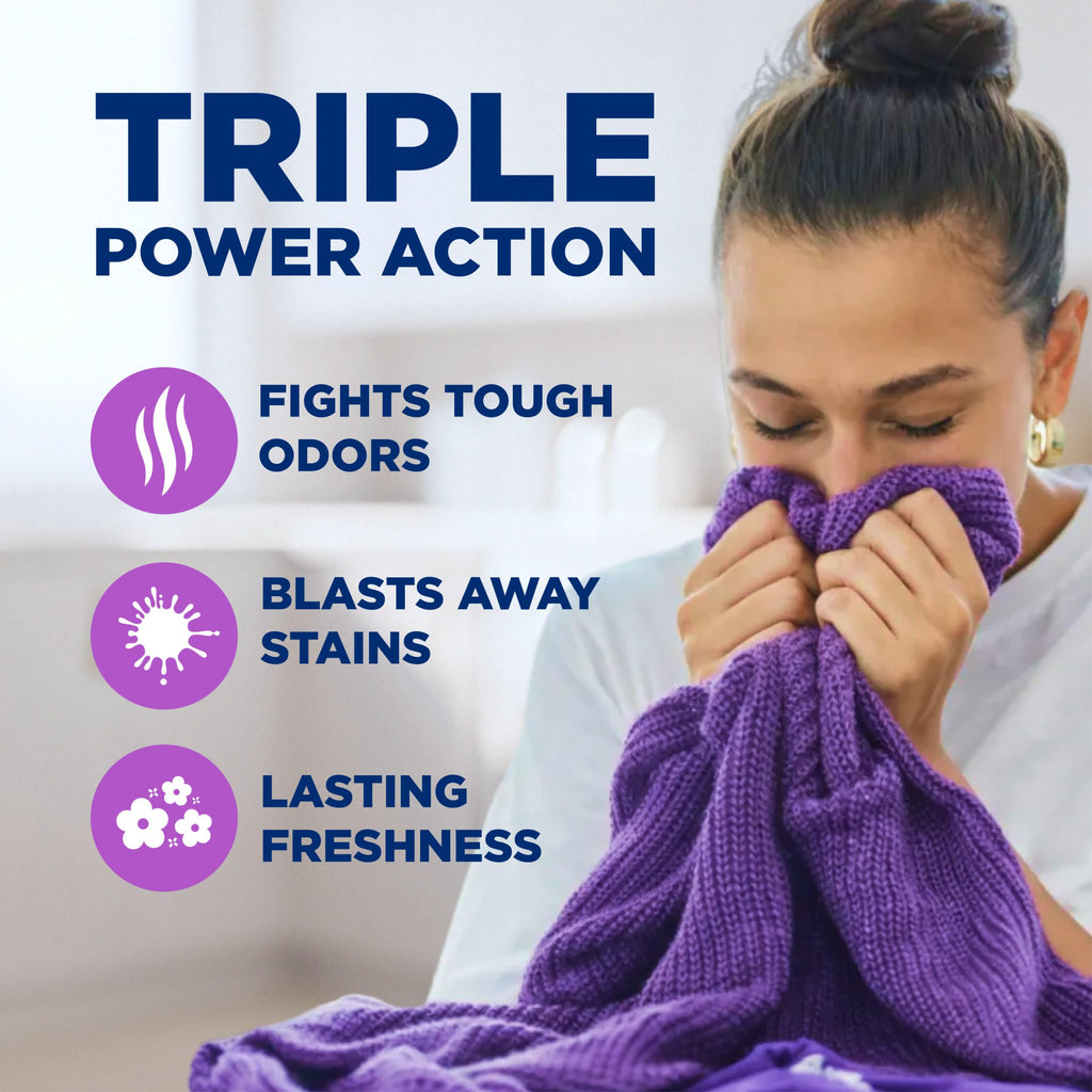 ARM & HAMMER Plus OxiClean with Odor Blasters Liquid Laundry Detergent, Laundry Odor Remover, Attacks Stains, Fresh Burst Scent, 154 Loads, 200.2 Fl Oz