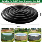 Tlswshsy 5.4 Ft Inflatable Hot Tub Cover- Energy Saving lid for Round Hot Tub- Foldable Protective Rain Overflow Cover for Outdoor Inflatable Hot Tubs (Black)