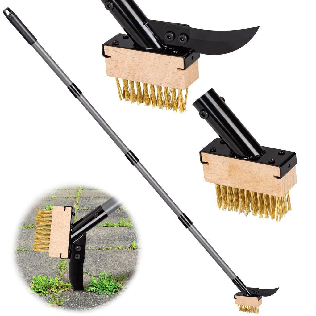 Walensee 66.5in Adjustable 3-in-1 Crack Weeder & Moss Remover Brush Tool