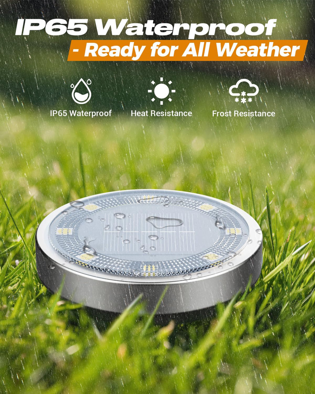 btfarm 16 Pack Solar Lights Outdoor, 8 LED Solar Ground Lights IP65 Waterproof Flat Solar Disc Light, Pathway Lights for Garden Lawn Patio Yard Path Landscape, Warm White