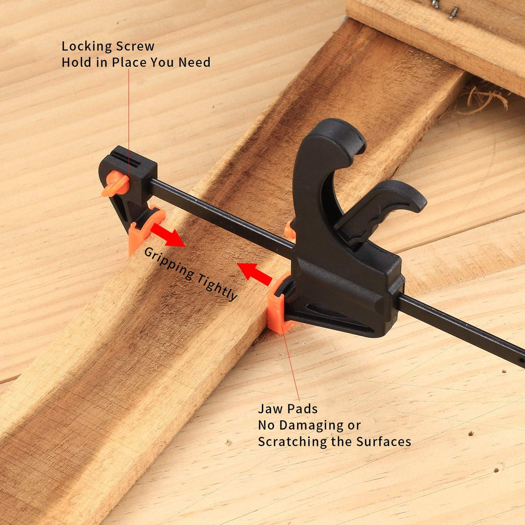 6 Inch Bar Clamps for Woodworking, 2 Pcs Trigger Quick Grip, Mini Clamps for Wood Gluing