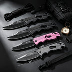 NedFoss FA48 Pink Pocket Knife for Women, 5-in-1 Tactical Knife with Clip, Glass Breaker, Seatbelt Cutter, Bottle Opener, Wrench, Aluminum Handle Survival Knife for Car Safety Essentials, Camping, Hunting