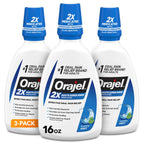 Orajel Nonseptic Mouth Sore Rinse 16oz, Soothing Mint Flavor, Provides Pain Relief, Promotes Healing, 3-Pack