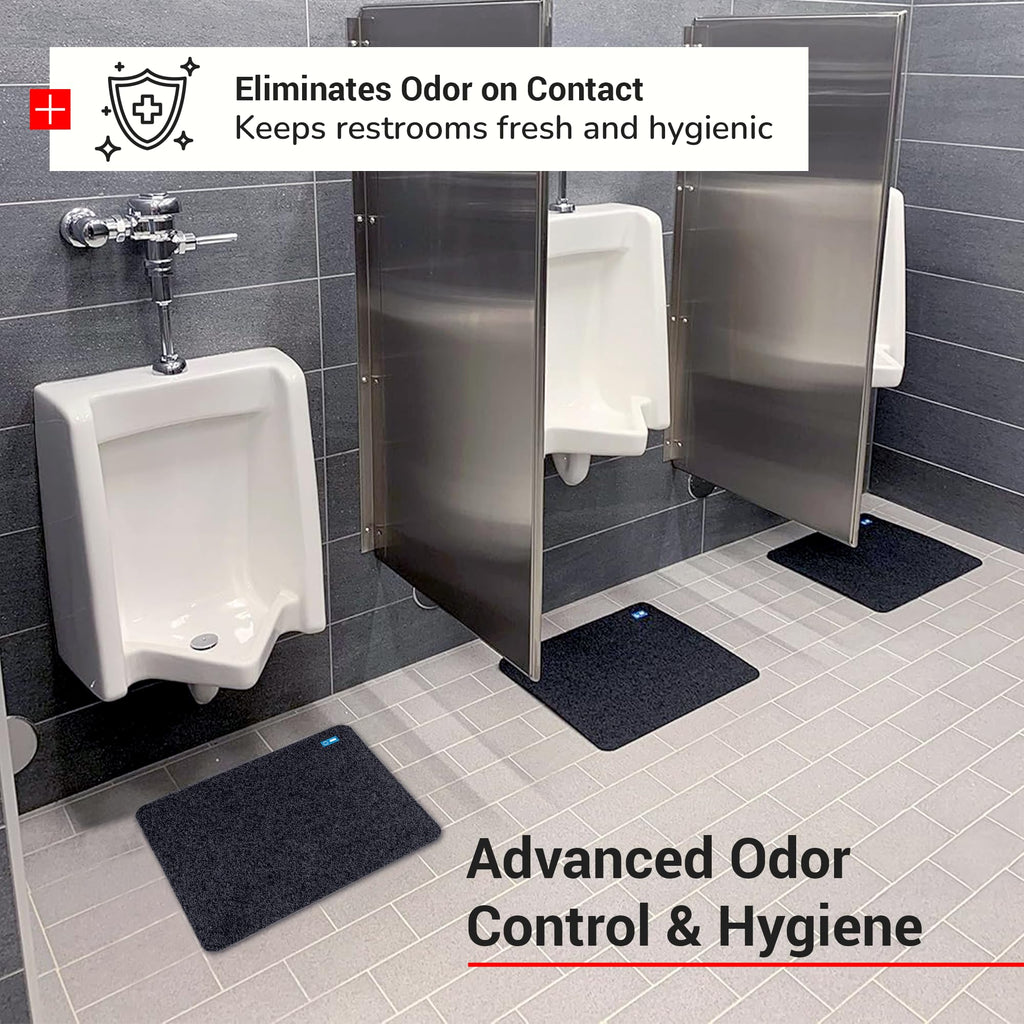 Hygomat Disposable Urinal Mats, Time Monitor, Non-Slip Adhesive, Case of 6, Charcoal, Made in the USA