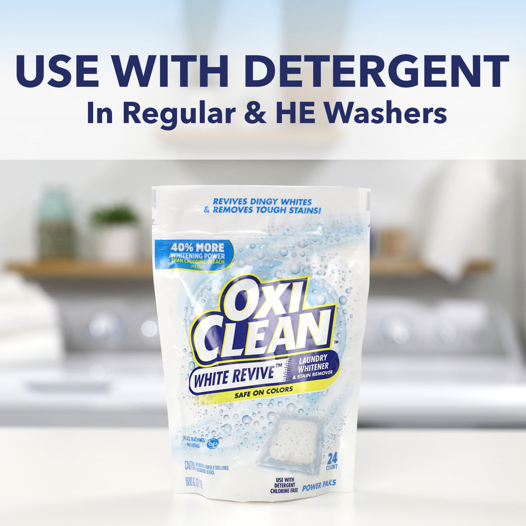 OxiClean White Revive Laundry Whitener and Stain Remover Power Paks,24 Count (Pack of 4)