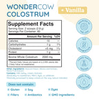 WONDERCOW Colostrum Supplement Powder for Gut Health, Immune Support & Wellness | Natural IgG Pure Whole Bovine Colostrum Superfood, Vanilla, 60 Servings