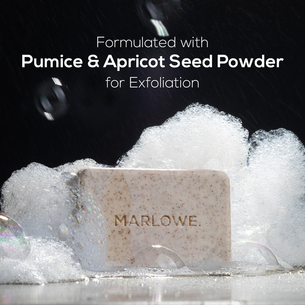 MARLOWE. No. 102 Body Scrub Soap 7 oz (3 Bars), Exfoliating Soap Bar with Shea Butter, Olive Oil & Green Tea Extracts, Cleanses, Smooths & Revitalizes Skin, Original Sage & Fir Scent