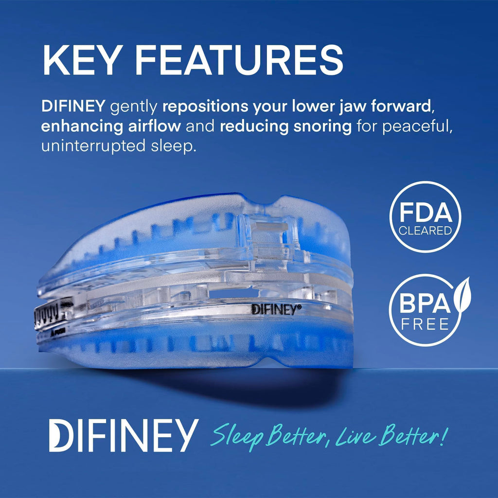 Difiney Anti Snoring Device: FDA-Cleared Anti Snoring Mouthpiece – Adjustable Snore Stopper Mouth Guard for Men & Women to Sleep Better – Reusable Nighttime Use with Storage Case